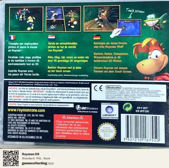 Rayman DS Nintendo DS, PAL box back