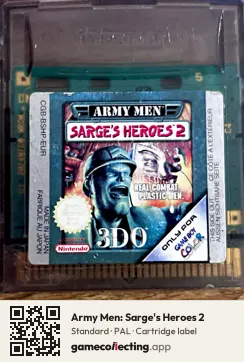 Army Men: Sarge's Heroes 2 Game Boy Color, PAL cartridge label