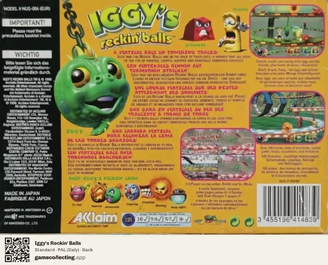 Iggy's Reckin' Balls Nintendo 64, Italy box back