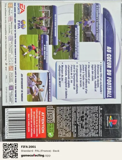 FIFA 2001 PlayStation, France box back