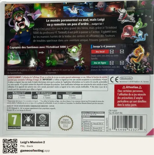 Luigi's Mansion 2 Nintendo 3DS, PAL box back