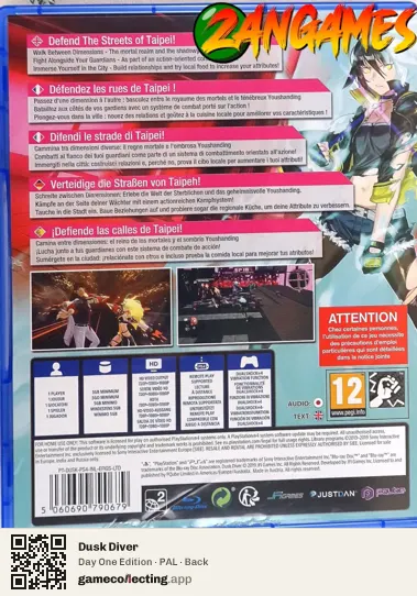 Dusk Diver PlayStation 4, PAL box back