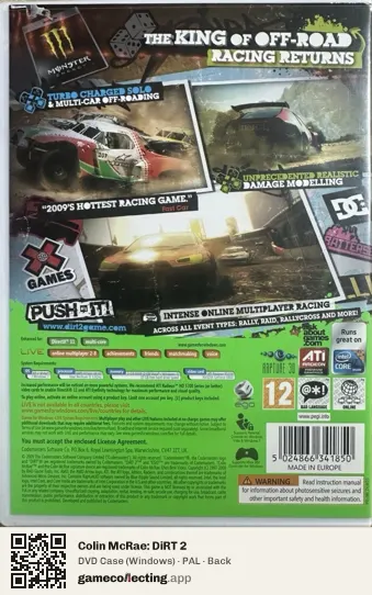Colin McRae: DiRT 2 Computer, PAL box back