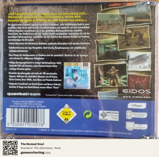 The Nomad Soul Sega Dreamcast, Germany box back