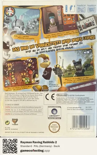 Rayman Raving Rabbids 2 Nintendo Wii, Germany box back