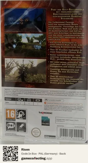 Risen Nintendo Switch, Germany box back