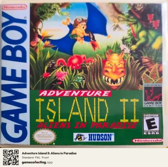 Adventure Island II: Aliens in Paradise Game Boy, PAL box front