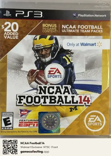 NCAA Football 14 PlayStation 3, NTSC box front