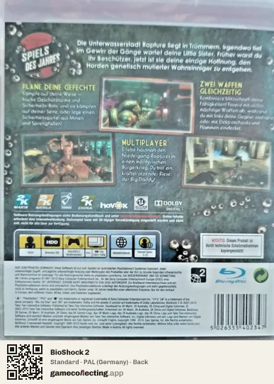 BioShock 2 PlayStation 3, Germany box back