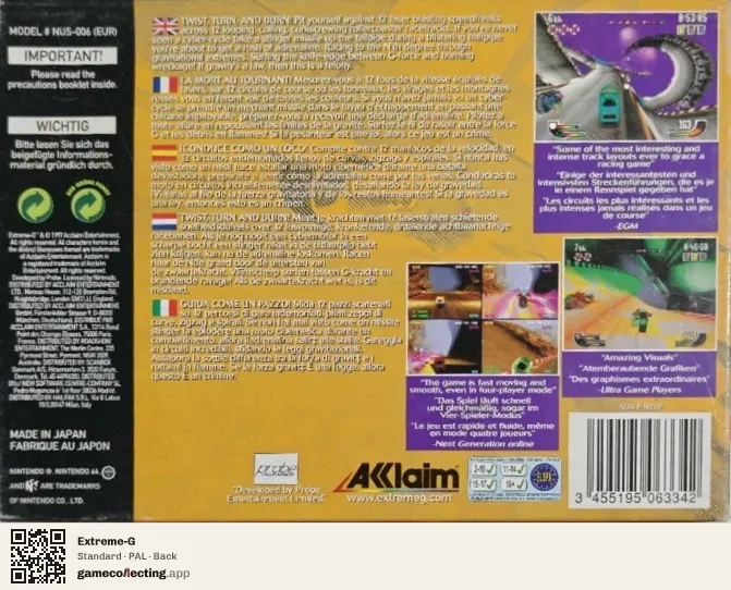 Extreme-G Nintendo 64, PAL box back