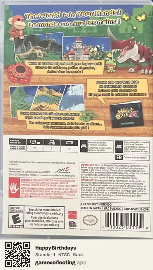 Happy Birthdays Nintendo Switch, NTSC box back