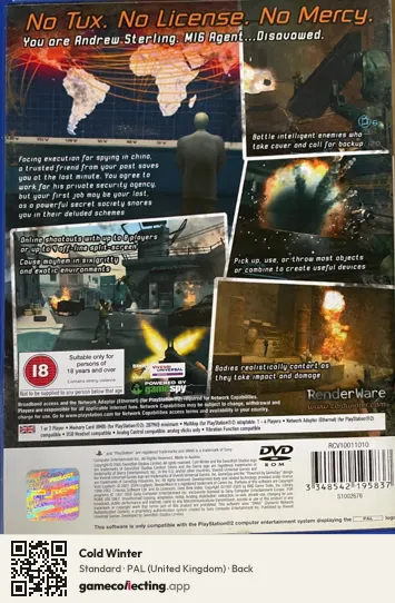Cold Winter PlayStation 2, United Kingdom box back
