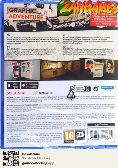 Desolatium PlayStation 5, PAL box back