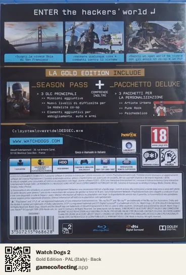 Watch Dogs 2 PlayStation 4, Italy box back