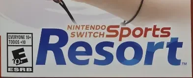 Nintendo Switch Sports Resort, the ESRB box on its front