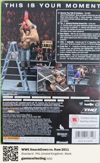 WWE SmackDown vs. Raw 2011 Xbox 360, United Kingdom box back