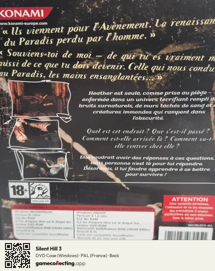 Silent Hill 3 Computer, France box back