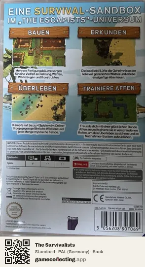 The Survivalists Nintendo Switch, Germany box back
