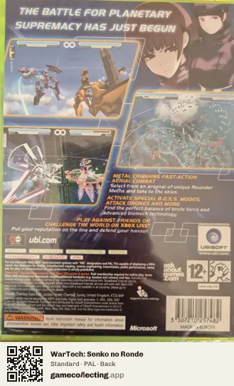 WarTech: Senko no Ronde Xbox 360, PAL box back