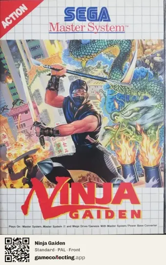 Ninja Gaiden Sega Master System, PAL box front