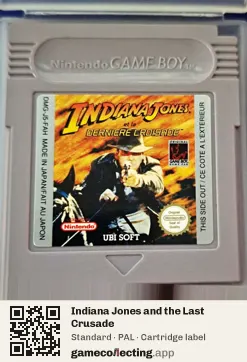 Indiana Jones and the Last Crusade Game Boy, PAL cartridge label