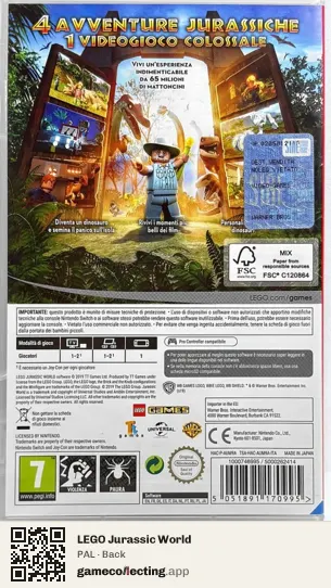 LEGO Jurassic World Nintendo Switch, PAL box back