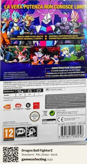 Dragon Ball FighterZ Nintendo Switch, Italy box back