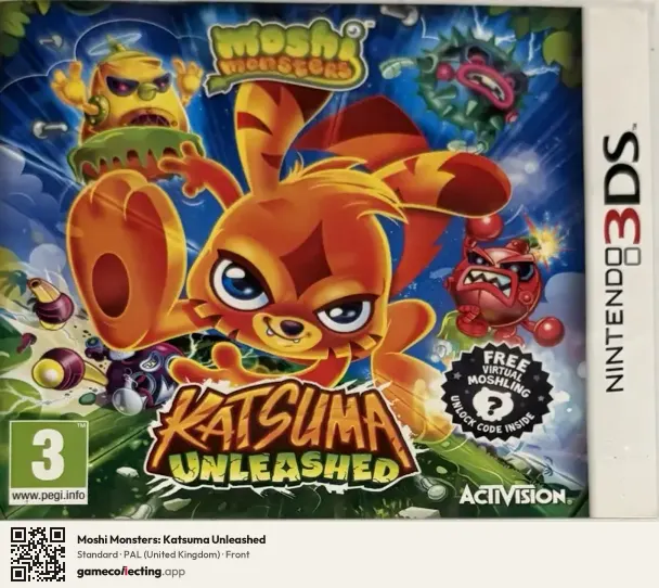 Moshi Monsters: Katsuma Unleashed Nintendo 3DS, United Kingdom box front