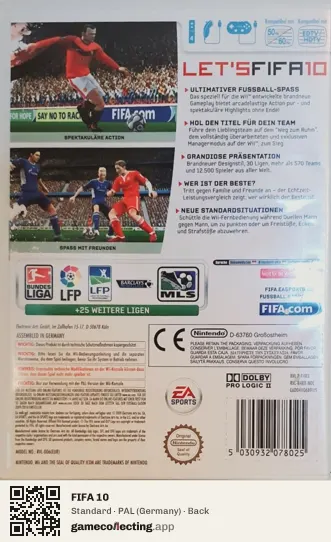FIFA 10 Nintendo Wii, Germany box back
