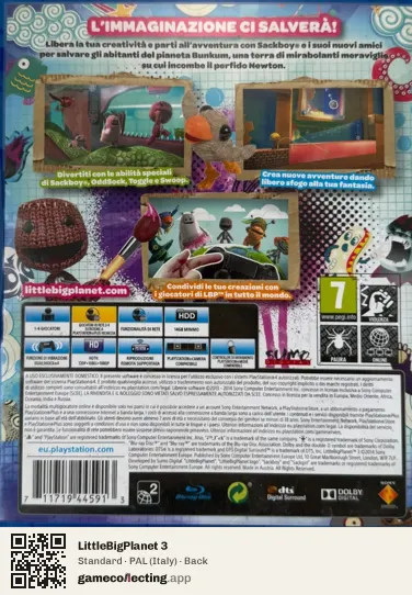 LittleBigPlanet 3 PlayStation 4, Italy box back