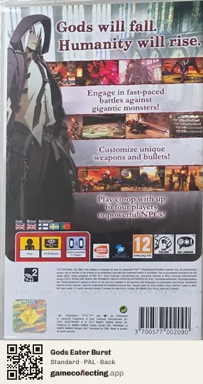 Gods Eater Burst PlayStation Portable, PAL box back