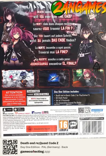 Death end re;Quest Code Z PlayStation 5, Germany box back