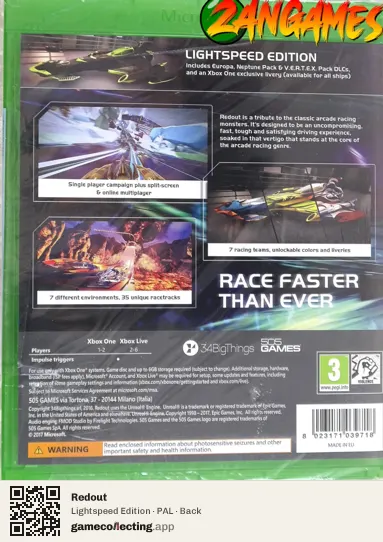 Redout Xbox One, PAL box back
