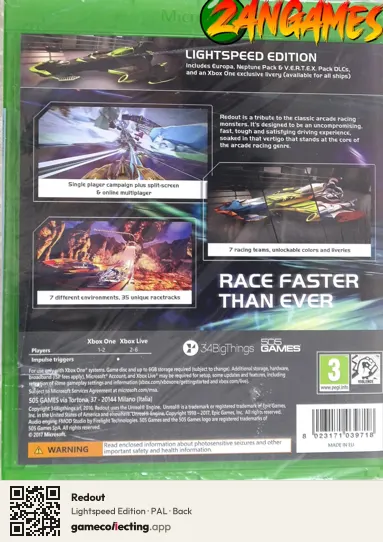 Redout Xbox One, PAL box back