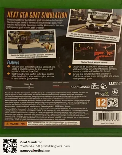 Goat Simulator Xbox One, United Kingdom box back