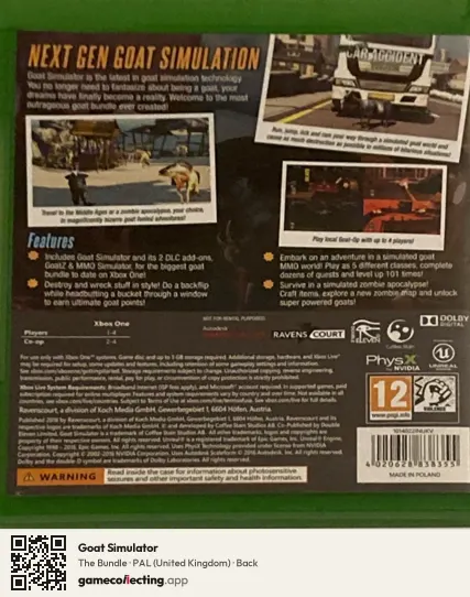 Goat Simulator Xbox One, United Kingdom box back