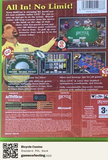 Bicycle Casino Xbox, PAL box back