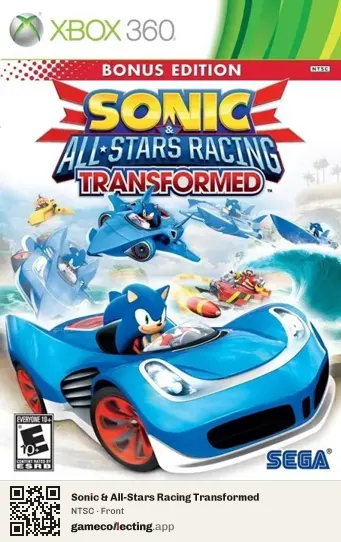 Sonic & All-Stars Racing Transformed Xbox 360, NTSC box front