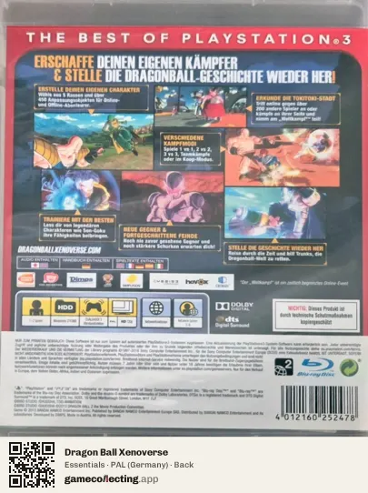 Dragon Ball Xenoverse PlayStation 3, Germany box back