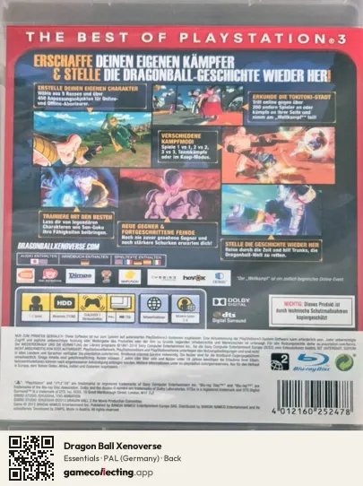 Dragon Ball Xenoverse PlayStation 3, Germany box back
