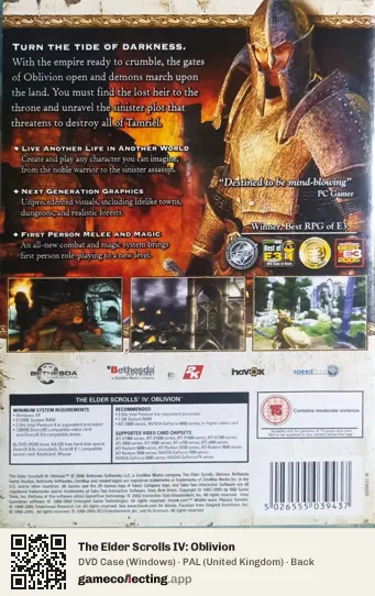 The Elder Scrolls IV: Oblivion Computer, United Kingdom box back