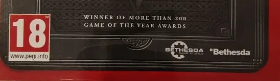The Elder Scrolls V: Skyrim, the PEGI square on its front