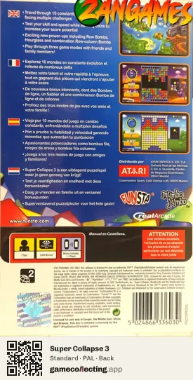 Super Collapse 3 PlayStation Portable, PAL box back