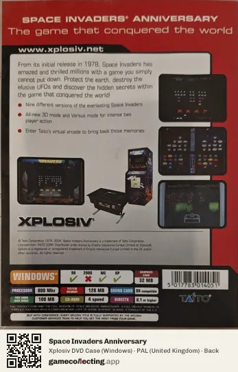 Space Invaders Anniversary Computer, United Kingdom box back