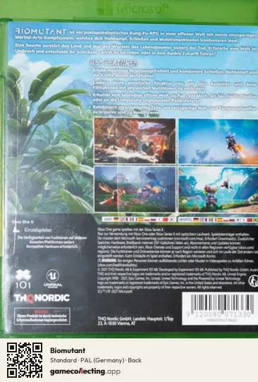Biomutant Xbox One, Germany box back
