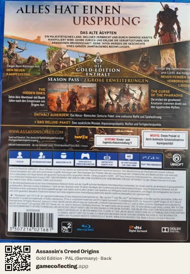 Assassin's Creed Origins PlayStation 4, Germany box back