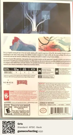 Gris Nintendo Switch, NTSC box back