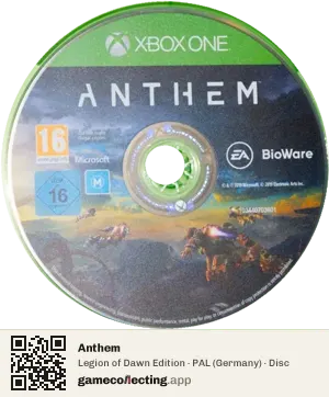 Anthem Xbox One, PAL disc