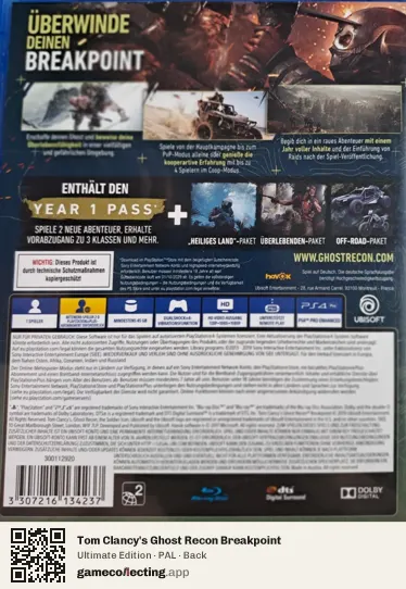 Tom Clancy's Ghost Recon Breakpoint PlayStation 4, PAL box back