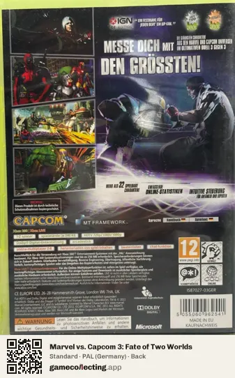 Marvel vs. Capcom 3: Fate of Two Worlds Xbox 360, Germany box back